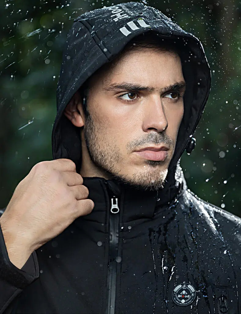 Black mens best sale hooded jacket