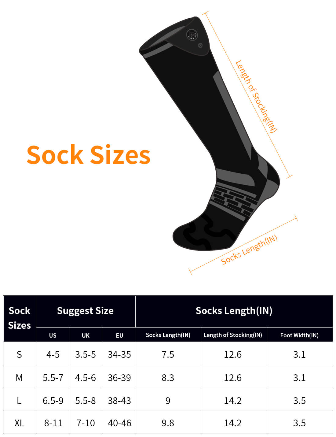 Dartwood Heated Socks, Rechargeable Battery
